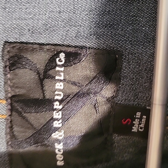 Rock & Republic Women's Foil Denim Motorcycle Jacket, Size: S - Picture 4 of 10